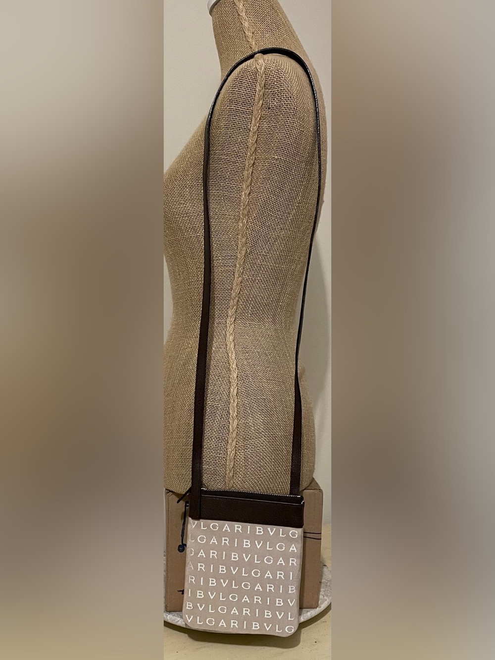 Bvlgari Authentic Vintage Crossbody Bag in Lt. Brown/Cream Canvas, Dark Leather - Picture 3 of 13